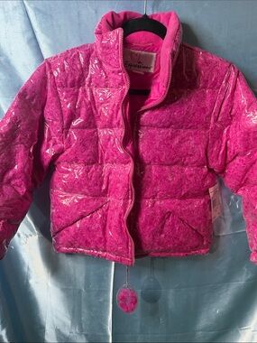 Expressions Girls' Bright Pink Glossy Puffer Jacket